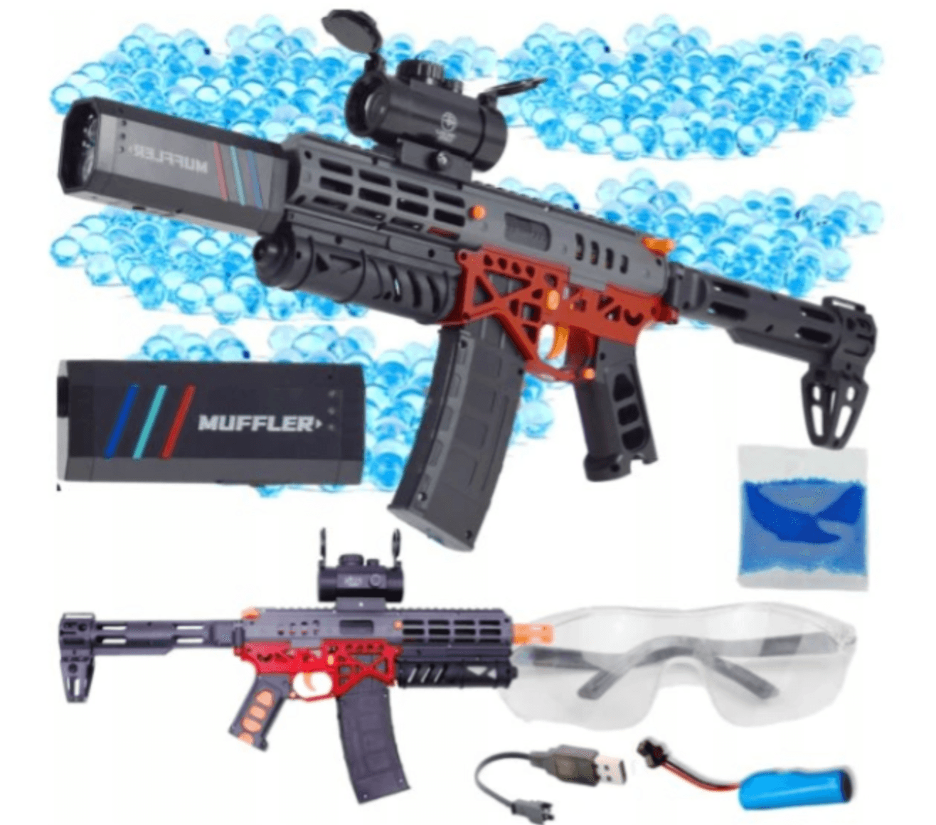 Gelblaster Muffler s ochrannými brýlemi